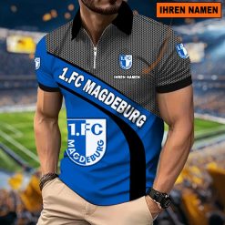 1. FC Magdeburg Individueller Name Neues Modell – Reißverschluss Poloshirt
