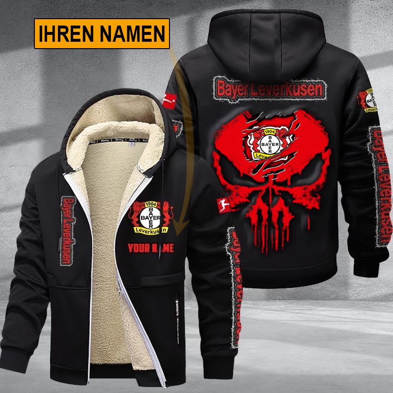Bayer 04 Leverkusen – Individueller Name Neues Design Reißverschlussjacke Bayer 04 Leverkusen – Individueller Name Neues Design Reißverschlussjacke