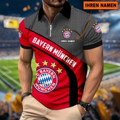 Bayern München Individueller Name Neues Modell – Reißverschluss Poloshirt