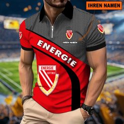 Energie Cottbus Individueller Name Neues Modell – Reißverschluss Poloshirt