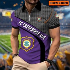 FC Erzgebirge Aue Individueller Name Neues Modell – Reißverschluss Poloshirt