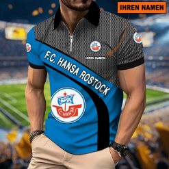 FC Hansa Rostock Individueller Name Neues Modell – Reißverschluss Poloshirt