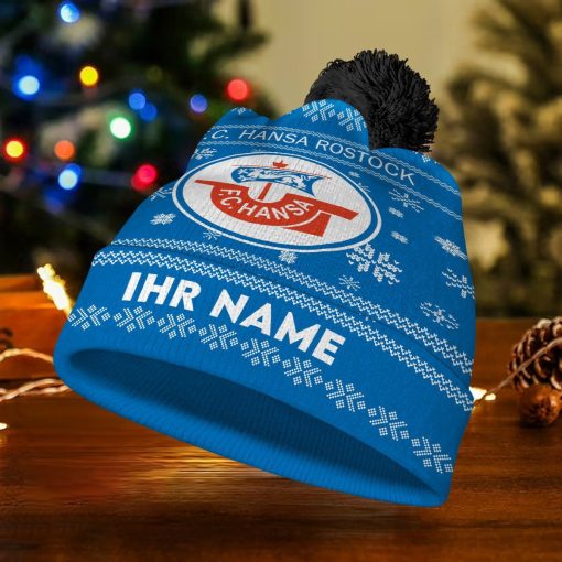 FC Hansa Rostock Individueller Name Neue Version Weihnachtsmütze FC Hansa Rostock Individueller Name Neue Version Weihnachtsmütze
