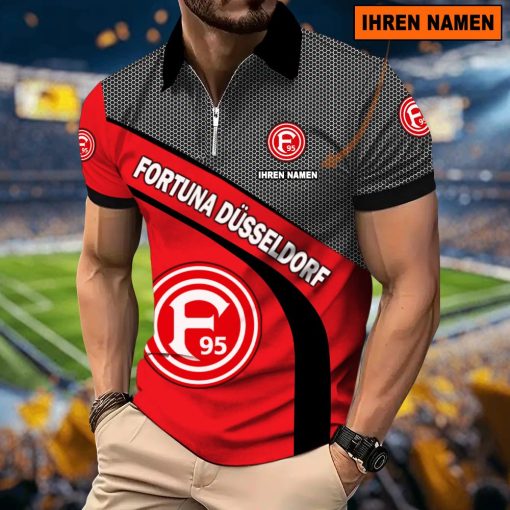 Fortuna Düsseldorf Individueller Name Neues Modell – Reißverschluss Poloshirt