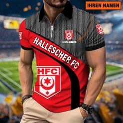Hallescher FC Individueller Name Neues Modell – Reißverschluss Poloshirt