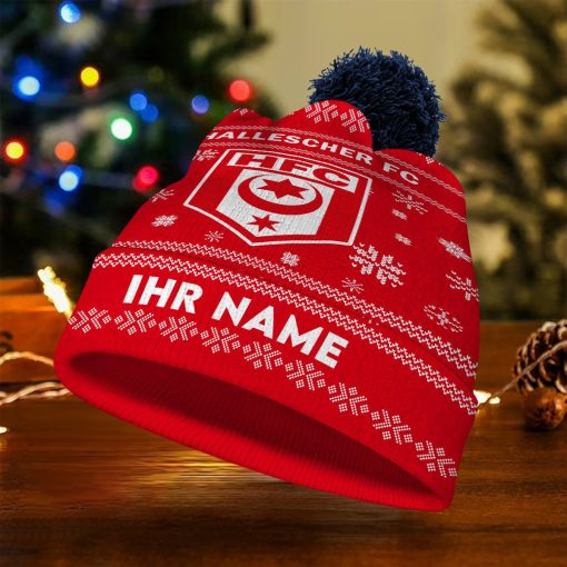 Hallescher FC Individueller Name Neue Version Weihnachtsmütze Hallescher FC Individueller Name Neue Version Weihnachtsmütze