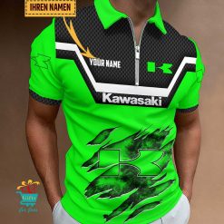 Kawasaki Individueller Name Neues Design Reißverschluss Poloshirt