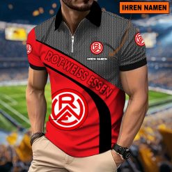Rot-Weiss Essen Individueller Name Neues Modell – Reißverschluss Poloshirt