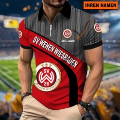 SV Wehen Wiesbaden Individueller Name Neues Modell – Reißverschluss Poloshirt