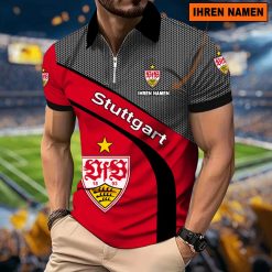 VfB Stuttgart Individueller Name Neues Modell – Reißverschluss Poloshirt