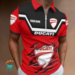 Ducati Individueller Name Neues Design Reißverschluss Poloshirt