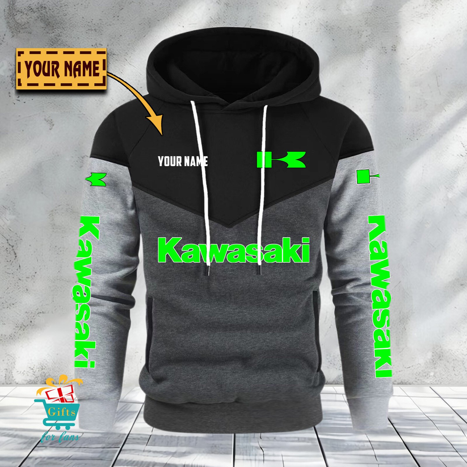 Kawasaki Individueller Name Neuauflage Gemütlicher Hoodie Kawasaki Individueller Name Neuauflage Gemütlicher Hoodie
