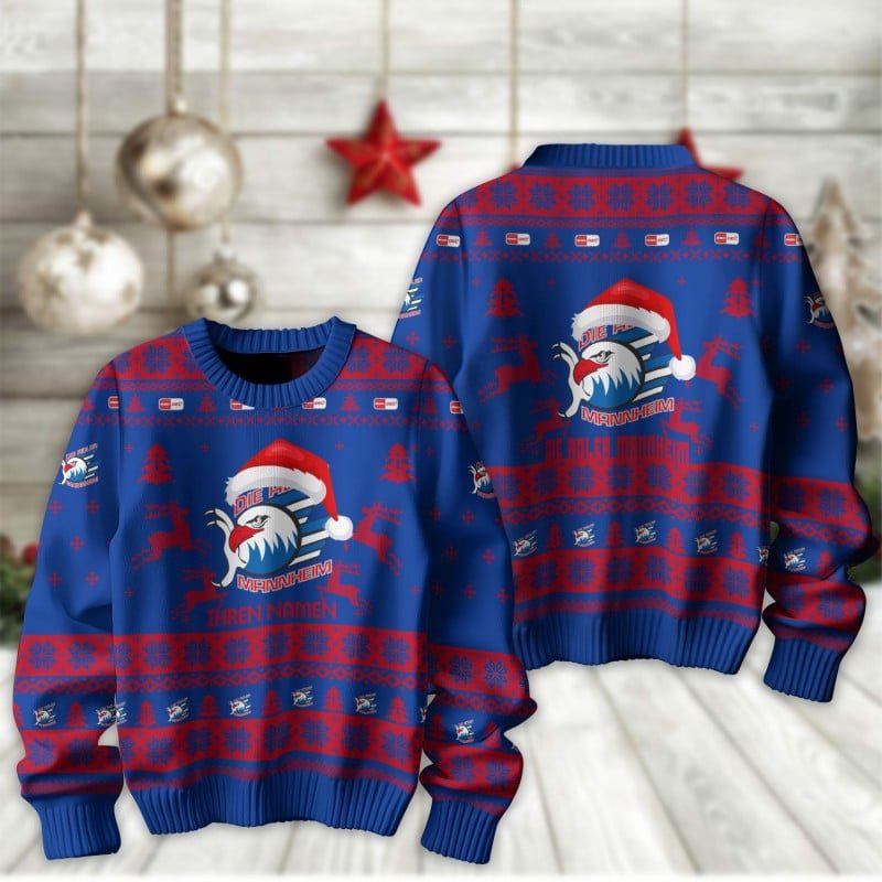 Adler Mannheim Fan Edition Weihnachtspullover im neuen Design – Individueller Name Adler Mannheim Fan Edition Weihnachtspullover im neuen Design – Individueller Name