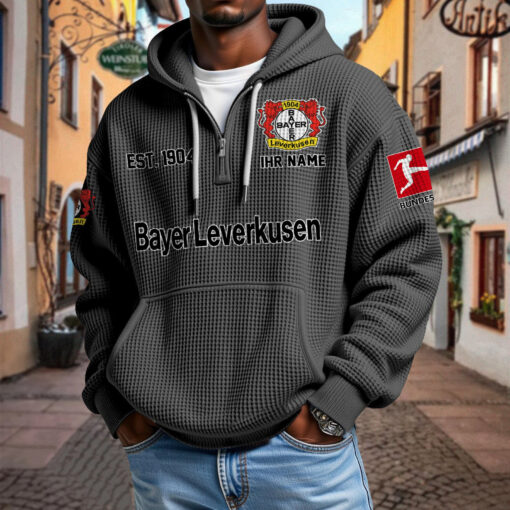 Bayer 04 Leverkusen – Waffel-Hoodie neue Version mit Ihrem Namen Bayer 04 Leverkusen – Waffel-Hoodie neue Version mit Ihrem Namen