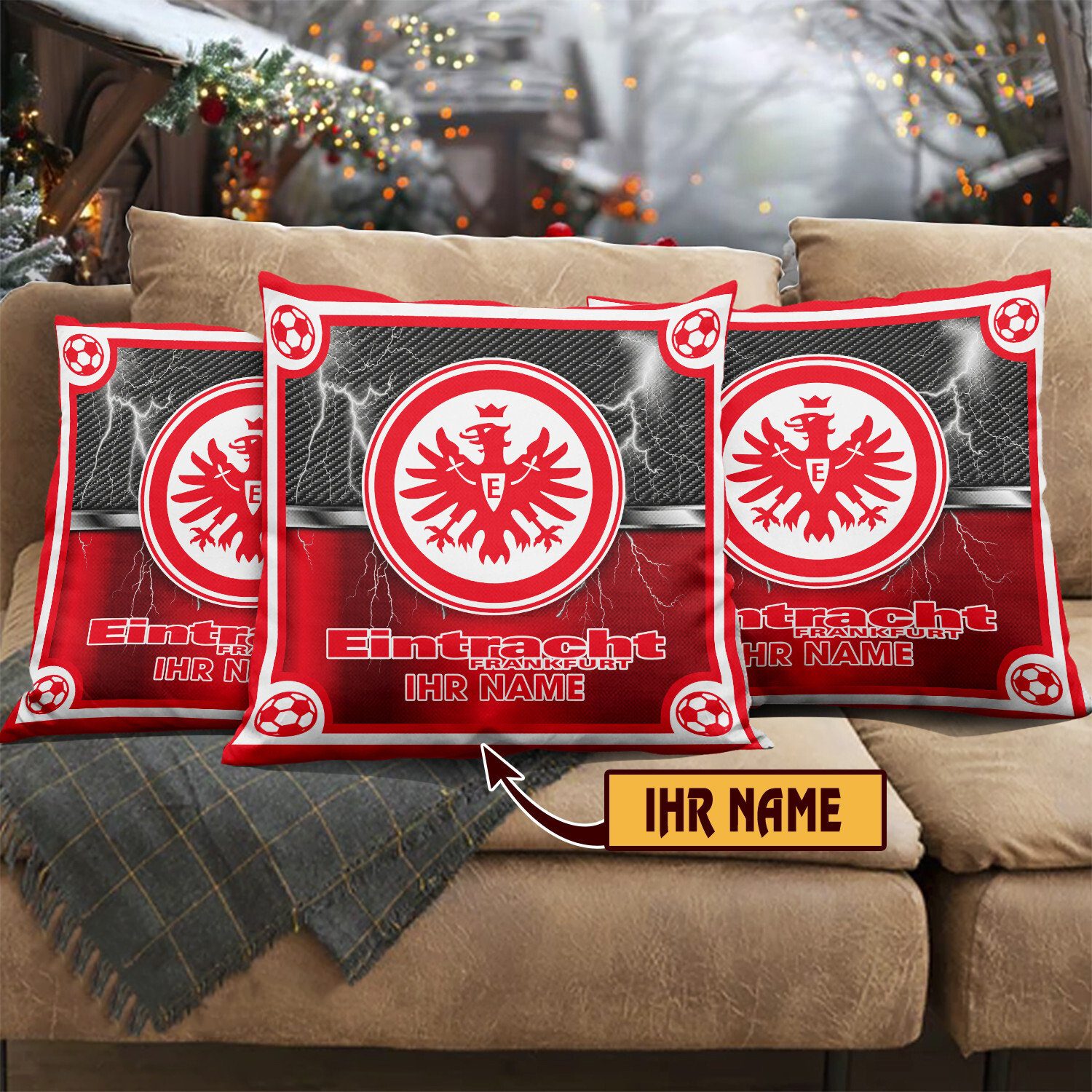 Eintracht Frankfurt – Individueller Name im neuen Design, Kissen mit Füllung Eintracht Frankfurt – Individueller Name im neuen Design, Kissen mit Füllung