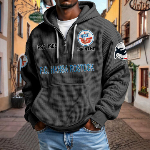 FC Hansa Rostock – Waffel-Hoodie neue Version mit Ihrem Namen FC Hansa Rostock – Waffel-Hoodie neue Version mit Ihrem Namen