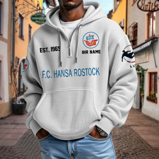 FC Hansa Rostock – Waffel-Hoodie neue Version mit Ihrem Namen FC Hansa Rostock – Waffel-Hoodie neue Version mit Ihrem Namen