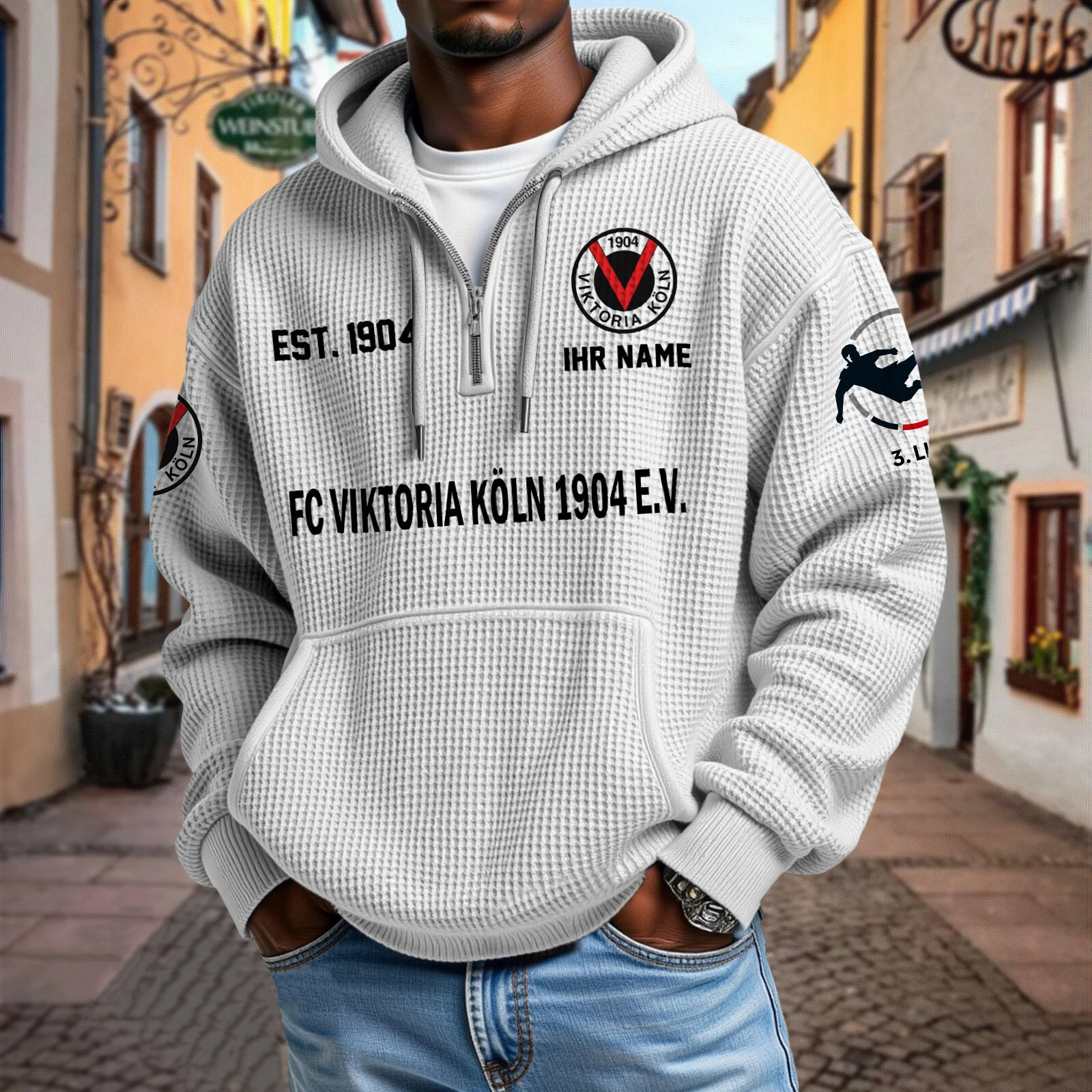 FC Viktoria Köln – Waffel-Hoodie neue Version mit Ihrem Namen FC Viktoria Köln – Waffel-Hoodie neue Version mit Ihrem Namen