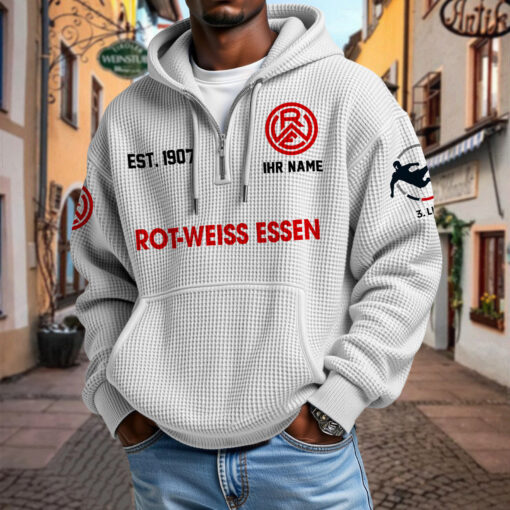 Rot-Weiss Essen – Waffel-Hoodie neue Version mit Ihrem Namen Rot-Weiss Essen – Waffel-Hoodie neue Version mit Ihrem Namen