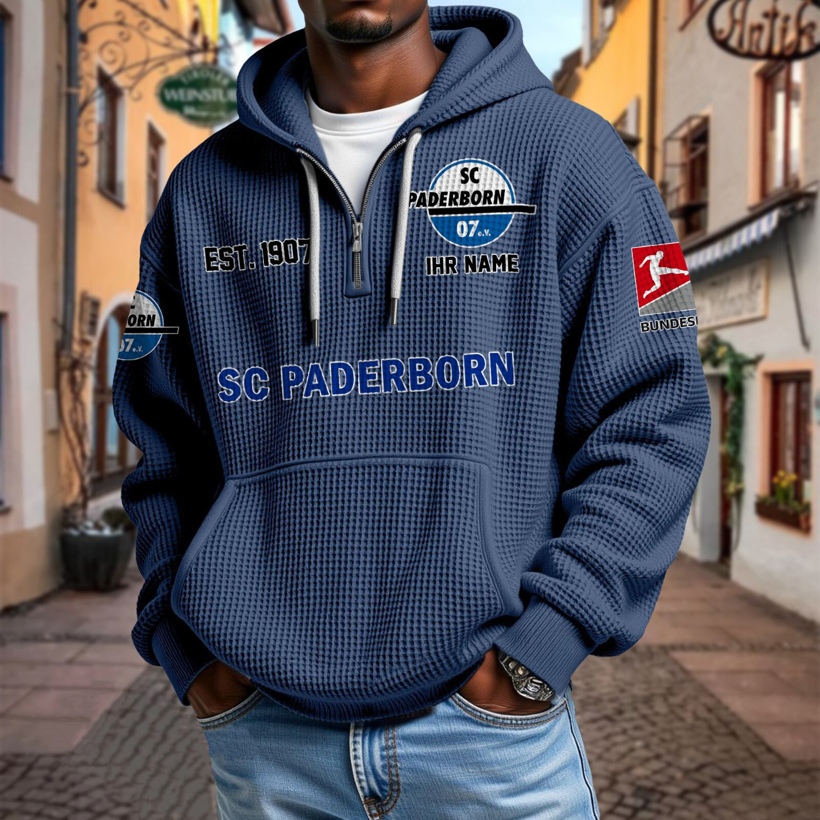 SC Paderborn 07 – Waffel-Hoodie neue Version mit Ihrem Namen SC Paderborn 07 – Waffel-Hoodie neue Version mit Ihrem Namen