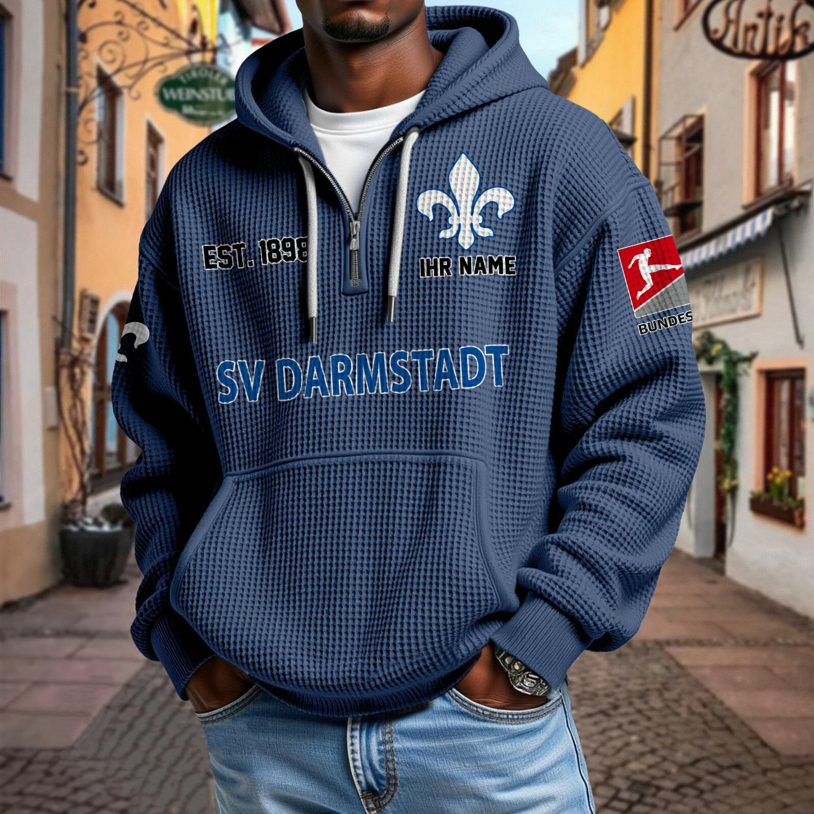 SV Darmstadt 98 – Waffel-Hoodie neue Version mit Ihrem Namen SV Darmstadt 98 – Waffel-Hoodie neue Version mit Ihrem Namen