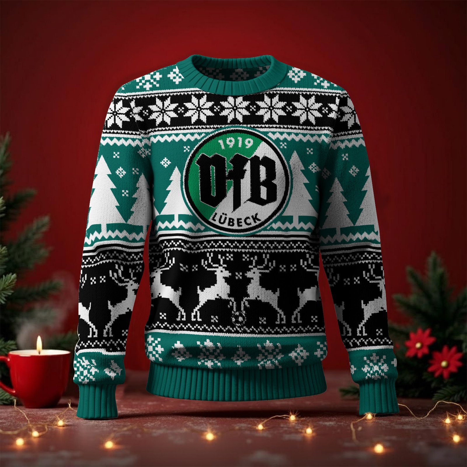VfB Lübeck Fan Edition Weihnachtspullover im neuen Design VfB Lübeck Fan Edition Weihnachtspullover im neuen Design