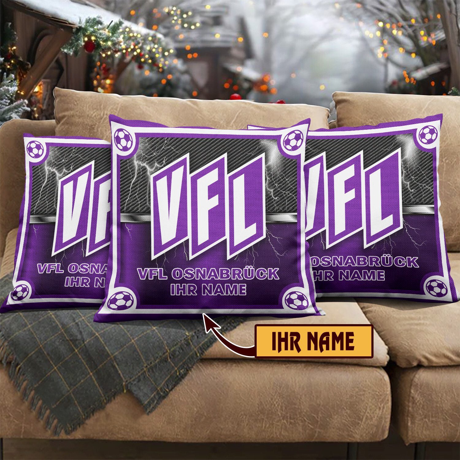 VfL Osnabrück – Individueller Name im neuen Design, Kissen mit Füllung VfL Osnabrück – Individueller Name im neuen Design, Kissen mit Füllung
