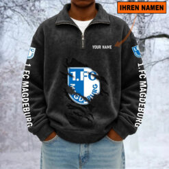 1. FC Magdeburg – Sweatshirt mit Halbzip – Neue Version mit Ihrem Namen