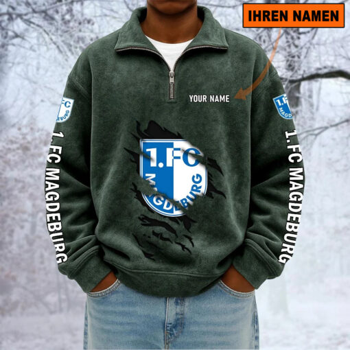 1. FC Magdeburg – Sweatshirt mit Halbzip – Neue Version mit Ihrem Namen 1. FC Magdeburg – Sweatshirt mit Halbzip – Neue Version mit Ihrem Namen