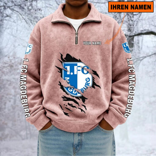 1. FC Magdeburg – Sweatshirt mit Halbzip – Neue Version mit Ihrem Namen 1. FC Magdeburg – Sweatshirt mit Halbzip – Neue Version mit Ihrem Namen