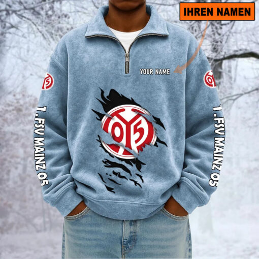 1. FSV Mainz 05 – Sweatshirt mit Halbzip – Neue Version mit Ihrem Namen 1. FSV Mainz 05 – Sweatshirt mit Halbzip – Neue Version mit Ihrem Namen