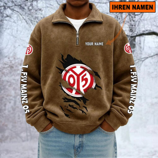 1. FSV Mainz 05 – Sweatshirt mit Halbzip – Neue Version mit Ihrem Namen 1. FSV Mainz 05 – Sweatshirt mit Halbzip – Neue Version mit Ihrem Namen