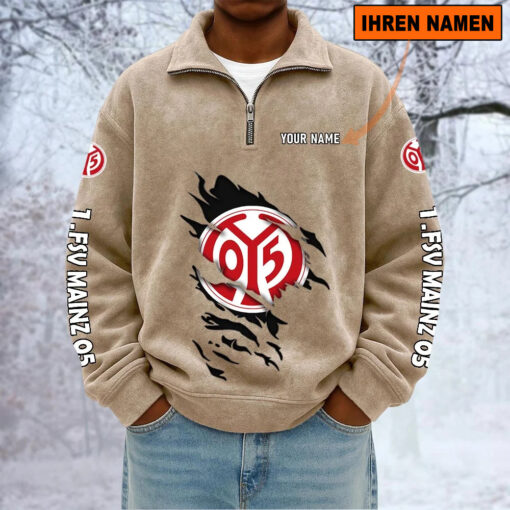 1. FSV Mainz 05 – Sweatshirt mit Halbzip – Neue Version mit Ihrem Namen 1. FSV Mainz 05 – Sweatshirt mit Halbzip – Neue Version mit Ihrem Namen