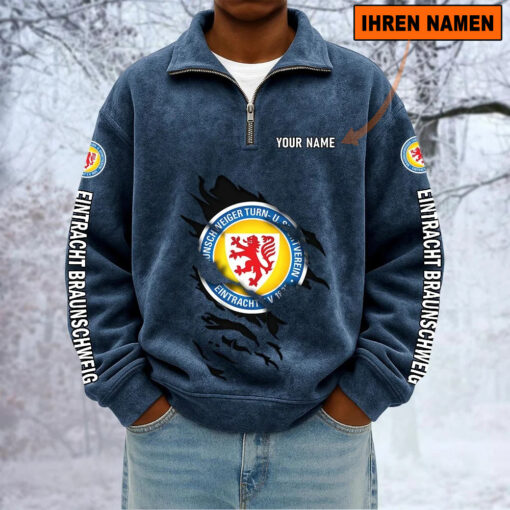 Eintracht Braunschweig – Sweatshirt mit Halbzip – Neue Version mit Ihrem Namen Eintracht Braunschweig – Sweatshirt mit Halbzip – Neue Version mit Ihrem Namen