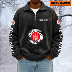 FC St. Pauli – Sweatshirt mit Halbzip – Neue Version mit Ihrem Namen