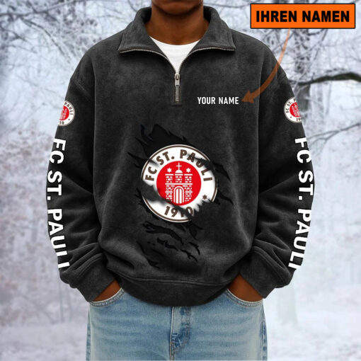 FC St. Pauli – Sweatshirt mit Halbzip – Neue Version mit Ihrem Namen FC St. Pauli – Sweatshirt mit Halbzip – Neue Version mit Ihrem Namen