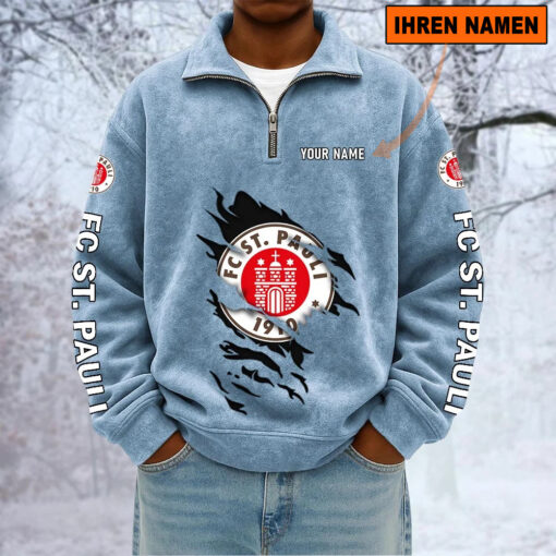 FC St. Pauli – Sweatshirt mit Halbzip – Neue Version mit Ihrem Namen FC St. Pauli – Sweatshirt mit Halbzip – Neue Version mit Ihrem Namen