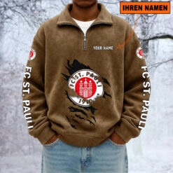 FC St. Pauli – Sweatshirt mit Halbzip – Neue Version mit Ihrem Namen