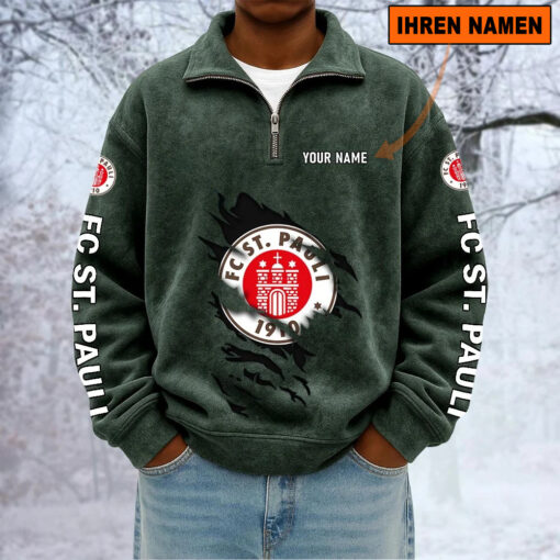 FC St. Pauli – Sweatshirt mit Halbzip – Neue Version mit Ihrem Namen FC St. Pauli – Sweatshirt mit Halbzip – Neue Version mit Ihrem Namen