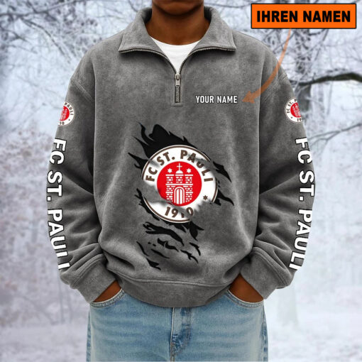 FC St. Pauli – Sweatshirt mit Halbzip – Neue Version mit Ihrem Namen FC St. Pauli – Sweatshirt mit Halbzip – Neue Version mit Ihrem Namen