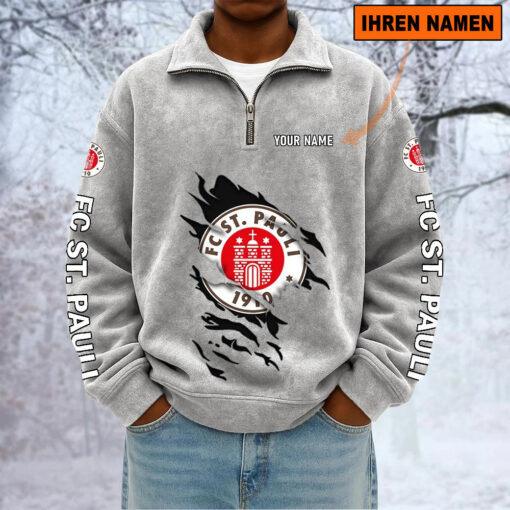 FC St. Pauli – Sweatshirt mit Halbzip – Neue Version mit Ihrem Namen FC St. Pauli – Sweatshirt mit Halbzip – Neue Version mit Ihrem Namen