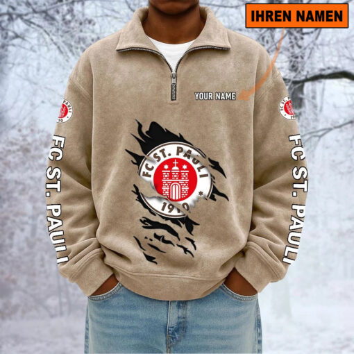 FC St. Pauli – Sweatshirt mit Halbzip – Neue Version mit Ihrem Namen FC St. Pauli – Sweatshirt mit Halbzip – Neue Version mit Ihrem Namen