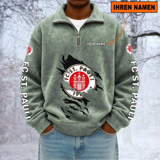 FC St. Pauli – Sweatshirt mit Halbzip – Neue Version mit Ihrem Namen FC St. Pauli – Sweatshirt mit Halbzip – Neue Version mit Ihrem Namen