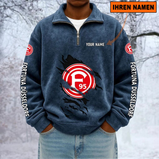 Fortuna Düsseldorf – Sweatshirt mit Halbzip – Neue Version mit Ihrem Namen Fortuna Düsseldorf – Sweatshirt mit Halbzip – Neue Version mit Ihrem Namen