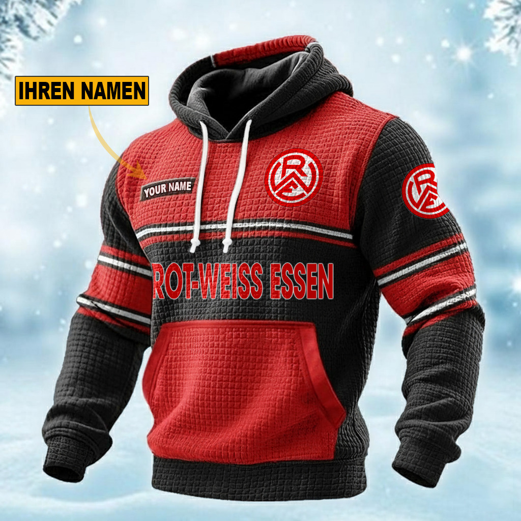 Rot-Weiss Essen – Waffelstrick Hoodie Sonderausgabe mit Ihrem Namen Rot-Weiss Essen – Waffelstrick Hoodie Sonderausgabe mit Ihrem Namen