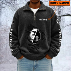 SC Freiburg – Sweatshirt mit Halbzip – Neue Version mit Ihrem Namen