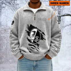 SC Freiburg – Sweatshirt mit Halbzip – Neue Version mit Ihrem Namen
