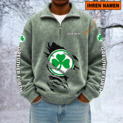 SpVgg Greuther Fürth – Sweatshirt mit Halbzip – Neue Version mit Ihrem Namen