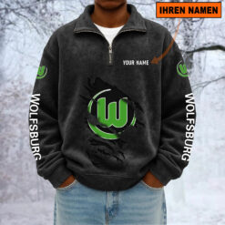 VfL Wolfsburg – Sweatshirt mit Halbzip – Neue Version mit Ihrem Namen