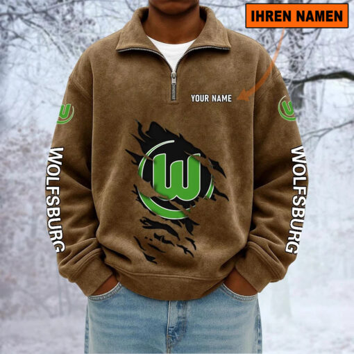 VfL Wolfsburg – Sweatshirt mit Halbzip – Neue Version mit Ihrem Namen VfL Wolfsburg – Sweatshirt mit Halbzip – Neue Version mit Ihrem Namen